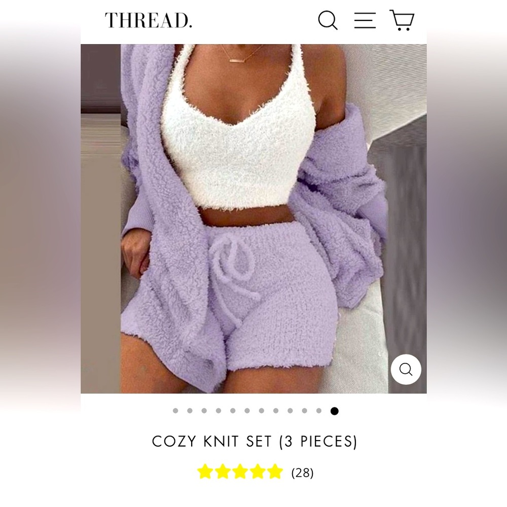 Thread brand NWT 3 piece women’s size medium cozy short set